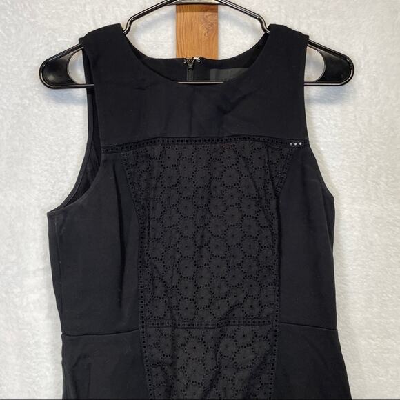 J. Crew Collection Black Ponte Eyelet A Line Dress Size 6 - Picture 2 of 9